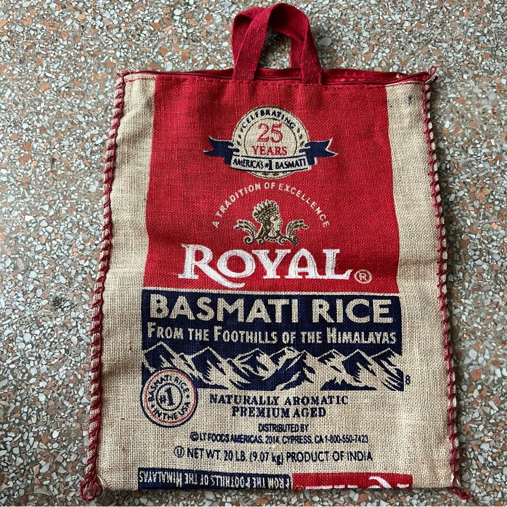 Basmati Rice Bag Burlap Zip top